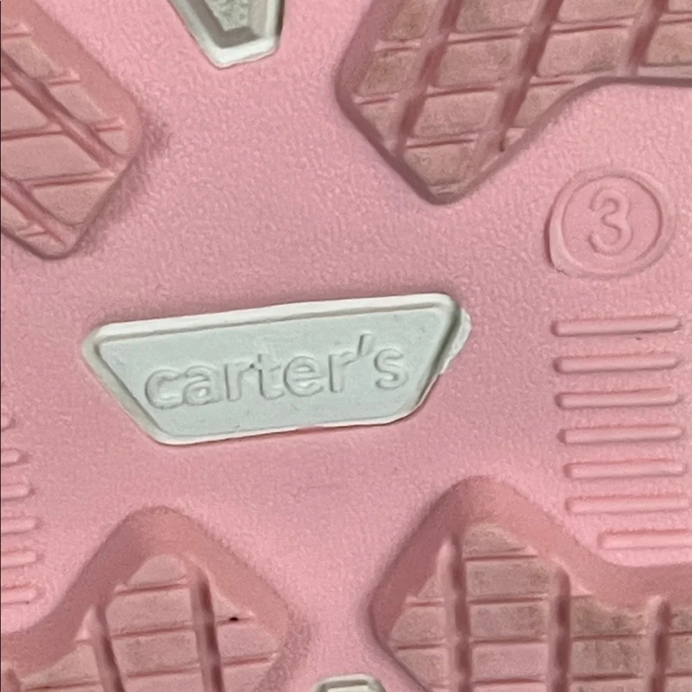 Girls Carter's Snow Boots - Pink and White with Gray Polka Dot
